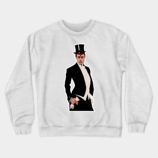 Man in top hat, smoking and wearing white gloves Crewneck Sweatshirt